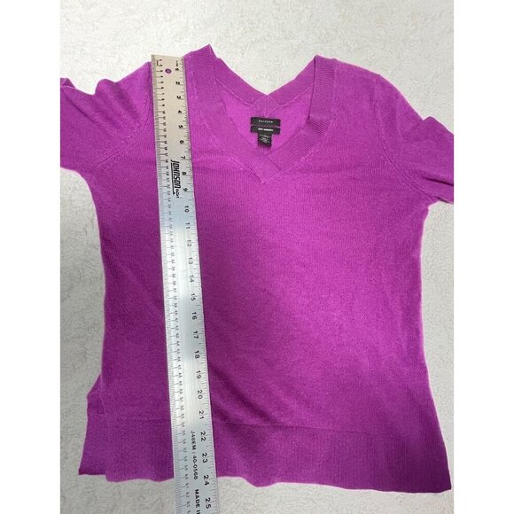 Halogen V-Neck Pullover Sweater Women's Small Cashmere Purple Ribbed Trim Casual - Picture 6 of 7